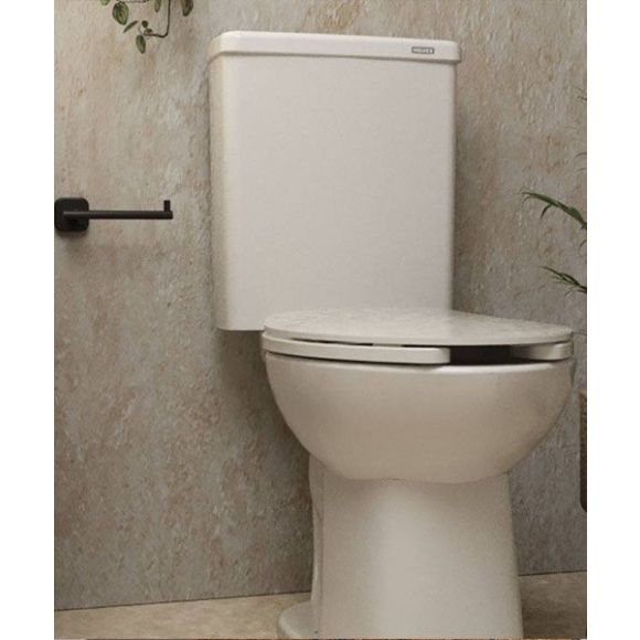 Inodoro ahorrador de agua WC sustenta en un baño de hogar con colores claros