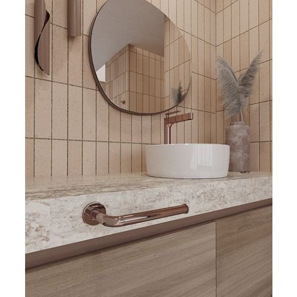 Los colores y diseños de baño que se complementan perfectamente gracias al acabado Helvex.